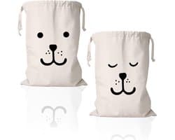 Wasnetjes met ritssluiting - Beige - 50 x 60 cm - Katoenen Grote Trekkoord Tas - Voor Kleding en Opbergen