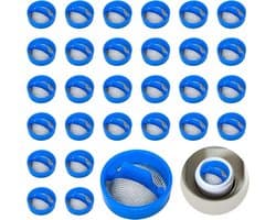 Wasmachinefilter - 30 Stuks - Wasmachineslangfilter - Inlaatklepfilter - Herbruikbaar - Haarvanger - Haar Vanger - Onderdelen Voor Wasmachines - Geschikt Voor Automatische Wasmachine-Accessoires - Blauw