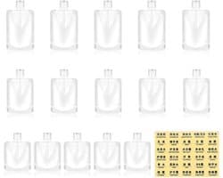 15 stuks 30/50/100 ml reisflessen voor toiletartikelen, lekvrije doorzichtige vloeibare zakjes, herbruikbare reiszakken met etiketten, navulbare cosmetische containerkits voor
