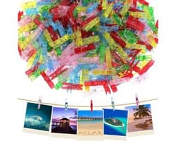 Solidchoice- Wasknijpers Mini - 100 Stuks Transparante Clips - Fotoclips - Kleine Klemmen - Decoratieve Clips - Breekbestendig Plastic