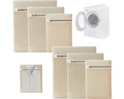SnelShoppen - Set van 6 Premium Katoenen Waszakken met Rits Zonder Microplastic, Wasnet, Waszak voor Wasmachine, Reisorganisator voor Vuilwas, Eco-vri