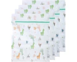 Herbruikbare Waszakken met Alpaca Patroon - 4 Stuks, Ideaal voor Fijne Was zoals Hemden, Jassen en Truien met Rits Sluiting