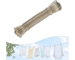 Waslijn Camping- Waslijn- Drooglijnen- Stalen draadkabel - Waslijn voor het drogen van kleding en beddengoed - Waslijn met stalen kern - Reiswaslijn - Draagbare waslijn