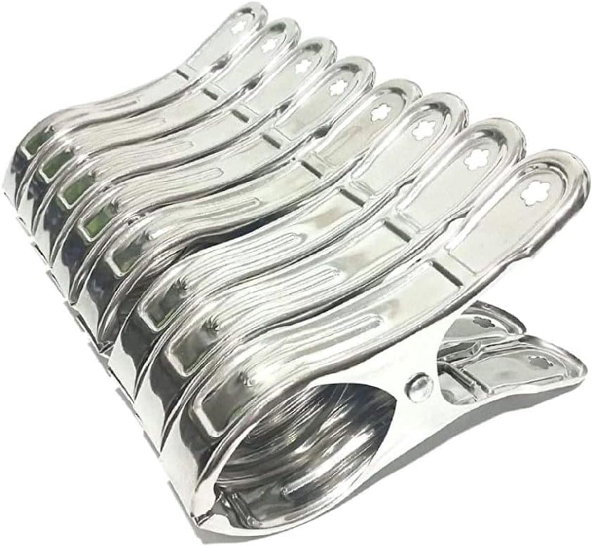 Roestvrijstalen knijpers - Metalen clips - Kleding drogen - Zware windbestendig - 8 stuks - Zilver — afbeelding 1