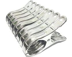 Roestvrijstalen knijpers - Metalen clips - Kleding drogen - Zware windbestendig - 8 stuks - Zilver