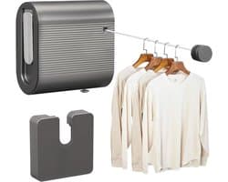 Uitschuifbare Waslijn - Droogrek Balkon - Kleding Drogen - Anti-Doorzak Ontwerp - 4.2 meter - Grijs