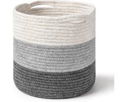 gevlochten, opbergmand met handvatten, wasverzamelaar, handgemaakt, mand voor opbergen van dekens, speelgoed, knuffels, kleding, driekleurig