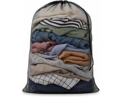 Wasmachinenet - waszak - 70 x 90 cm - dik polyester - duurzaam - grote capaciteit - machinewasbaar - ter bescherming van kleding - zwart