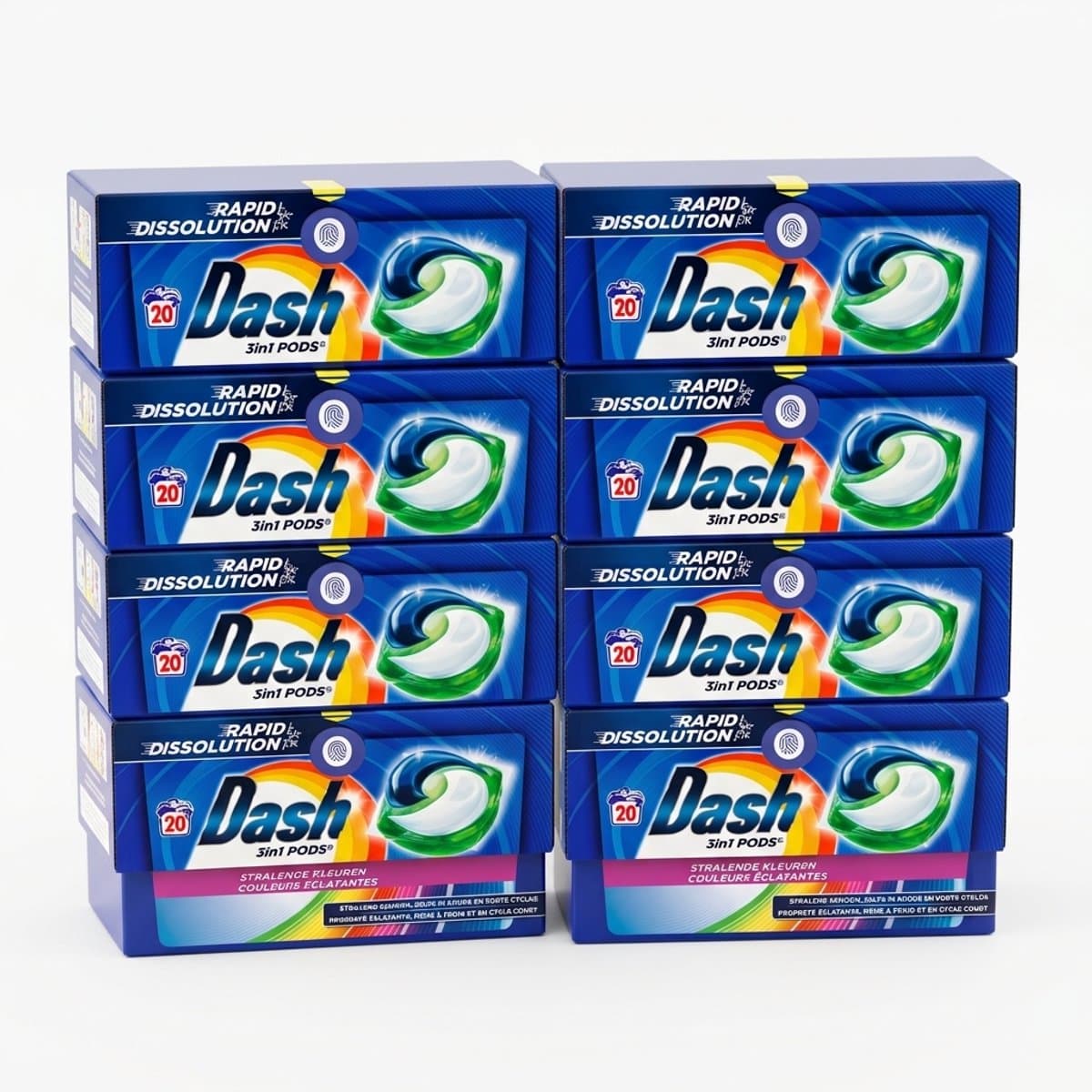 Dash - Stralende Kleuren - Wasmiddel Capsules - All-in-1 Pods - Gekleurde Was – 8x20 Wasbeurten (160 wasbeurten) - Voordeelverpakking — afbeelding 1