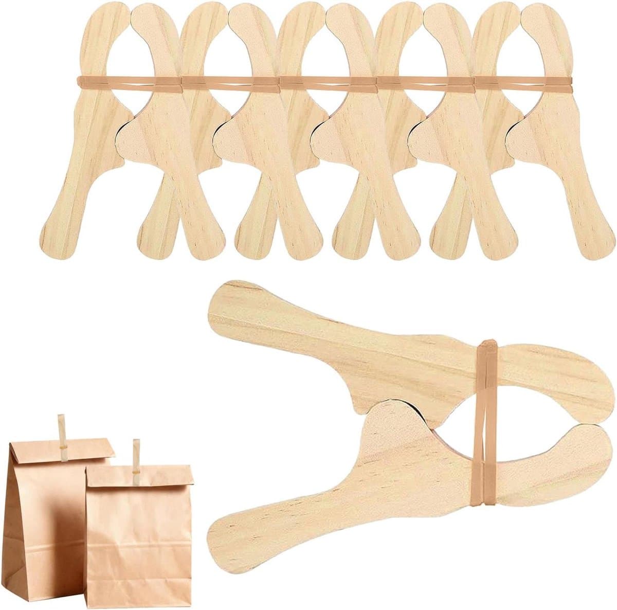 Houten wasknijpers - Kleding pinnen - Was ophangen - Stevig ontwerp - 6 stuks - Natuurlijk — afbeelding 1