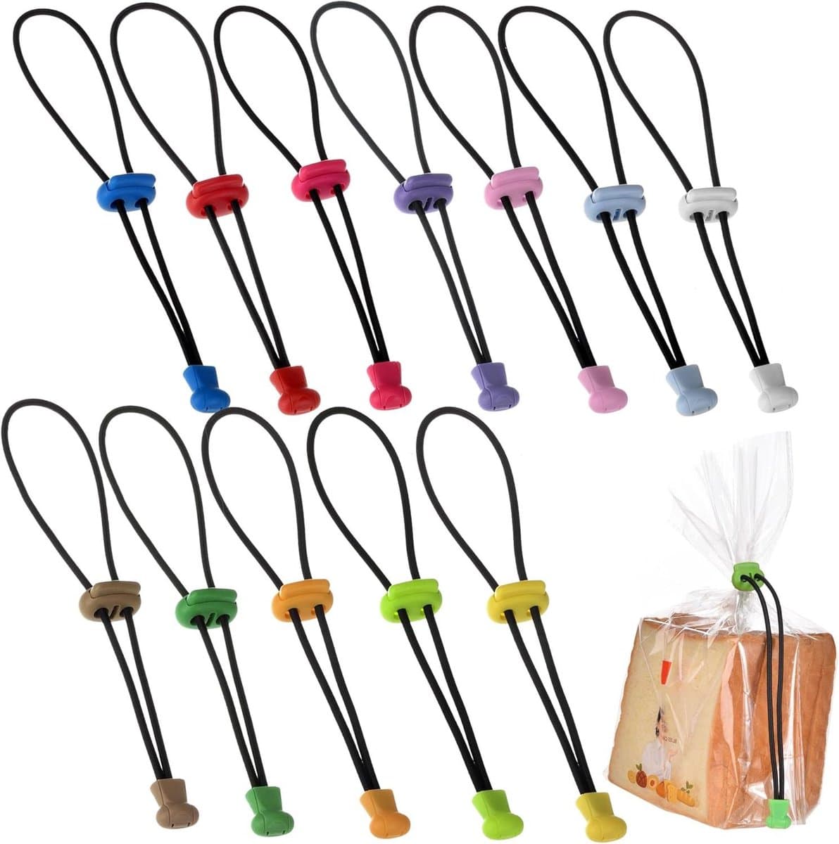 Zaksluitclips - Sluitclips - Tassen Sluiten - Verstelbare Gesp Touw - 20 cm Lengte - 12 Kleuren — afbeelding 1