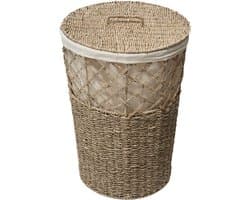 5Five Rieten ronde wasmand - Met deksel - 41 liter — afbeelding 1