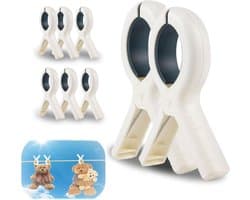 Grote Wasknijpers - Handdoekklemmen Strandklemmen - Kleding Droge Houden - Antislip Siliconen Pads - 8 stuks - Blauw
