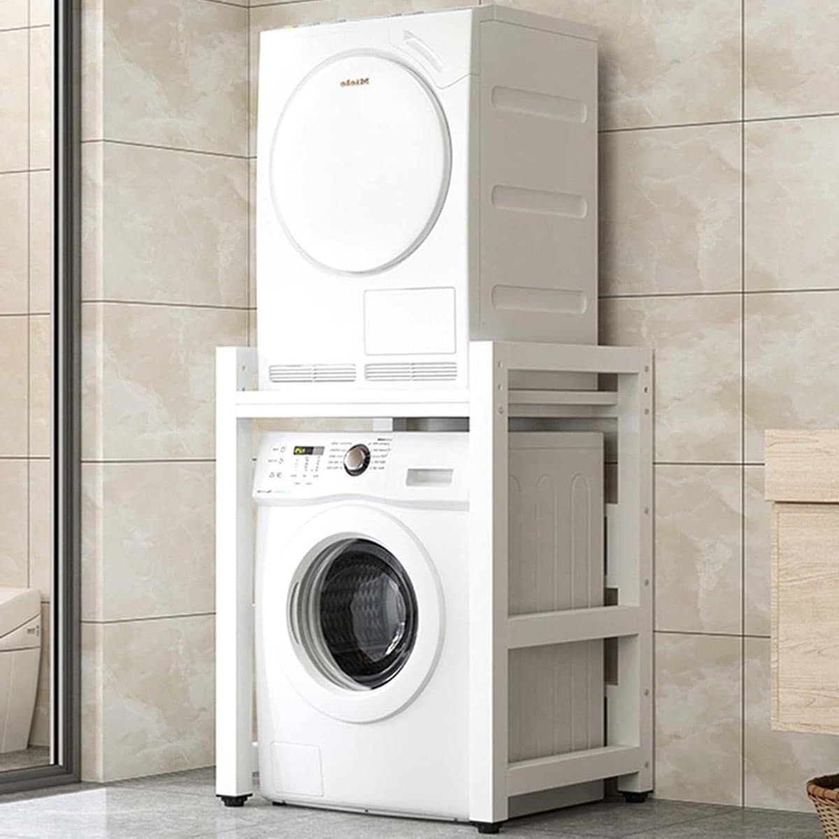 Waskast - Opbergkast Wasmachine - Ruimte Besparen - Hoge Laadcapaciteit - 75x65x105 cm - Wit — afbeelding 1