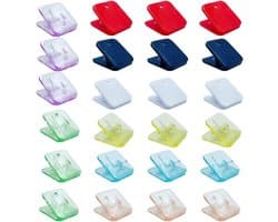Multifunctionele kunststof veerklemmen - veerklem set - vierkante clips - 24 stuks - diverse kleuren - modern design - handig in gebruik - geschikt voor diverse toepassingen - kleurrijk assortiment.