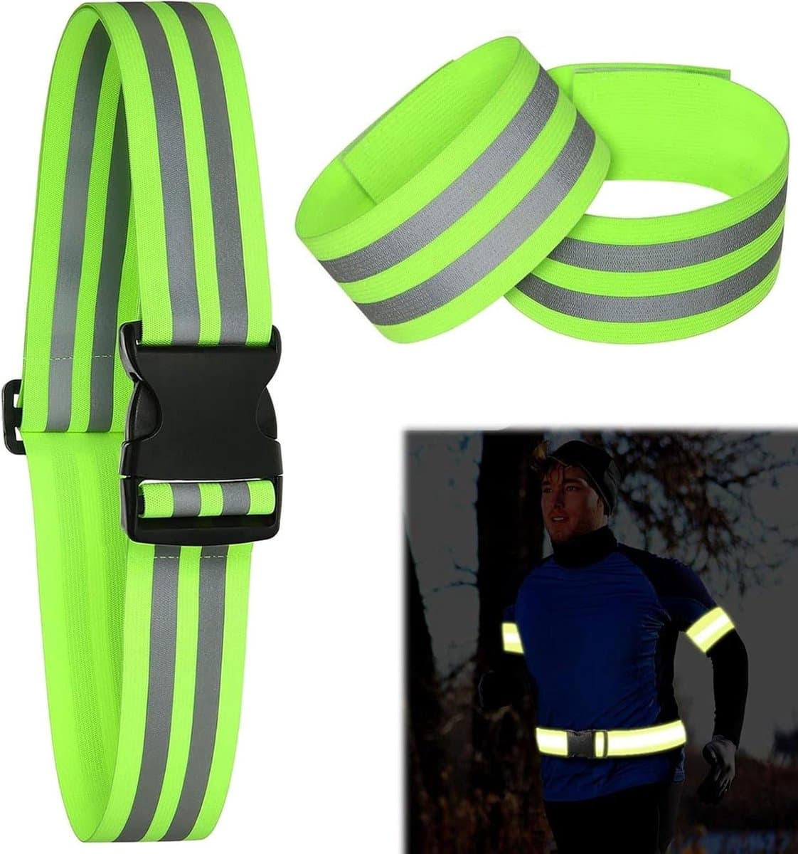 Reflecterende riem voor outdoor jogging en hardlopen - Set reflectorriemen met reflecterende armbanden — afbeelding 1
