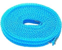 Waslijn 2 stuks - Draagbaar touw - Kleding drogen - Antislip ontwerp - 5/10 meter - Blauw