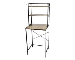 Wasmachine en Droger Opbergrek – Verstelbaar Badkamer Organizer Rek met Verstelbare Voeten – Ruimtebesparend Opslagsysteem 69 x 60 x 176,5 cm – Zwart & Eikenhout