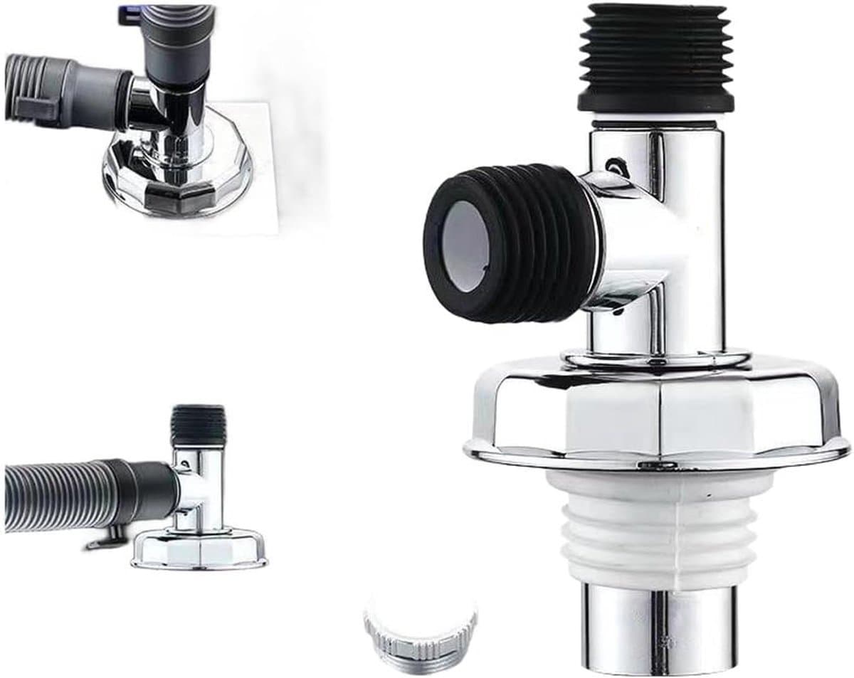 Wasmachine Afvoer Fitting - Afvoer Adapter - Dubbele Afvoer - Lekvrije Aansluiting - 40/50mm Buizen - Zilver — afbeelding 1