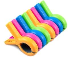 Grote handdoekclips voor strandstoelen - 8 stuks handdoekhouders voor strandstoel - zwembadstoel op een cruiseschip - extra grote - stevige wasknijpers - strandstoelclips als onmisbare strandaccessoires - 4 kleuren