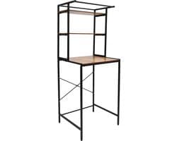 Velmio Wasmachine Kast - Was/Drogerkast - Wasmachine Rek - 3 Laags - Bruin/Zwart - Opbergrek Boven Wasmachine - 60×69×176,5 cm