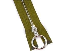 Metalen vervangende naaiende nylon ritsen, 5 stuks metalen ritsen sterke ritsen kleurrijke ritsen(Army Green,Open End 60Cm)