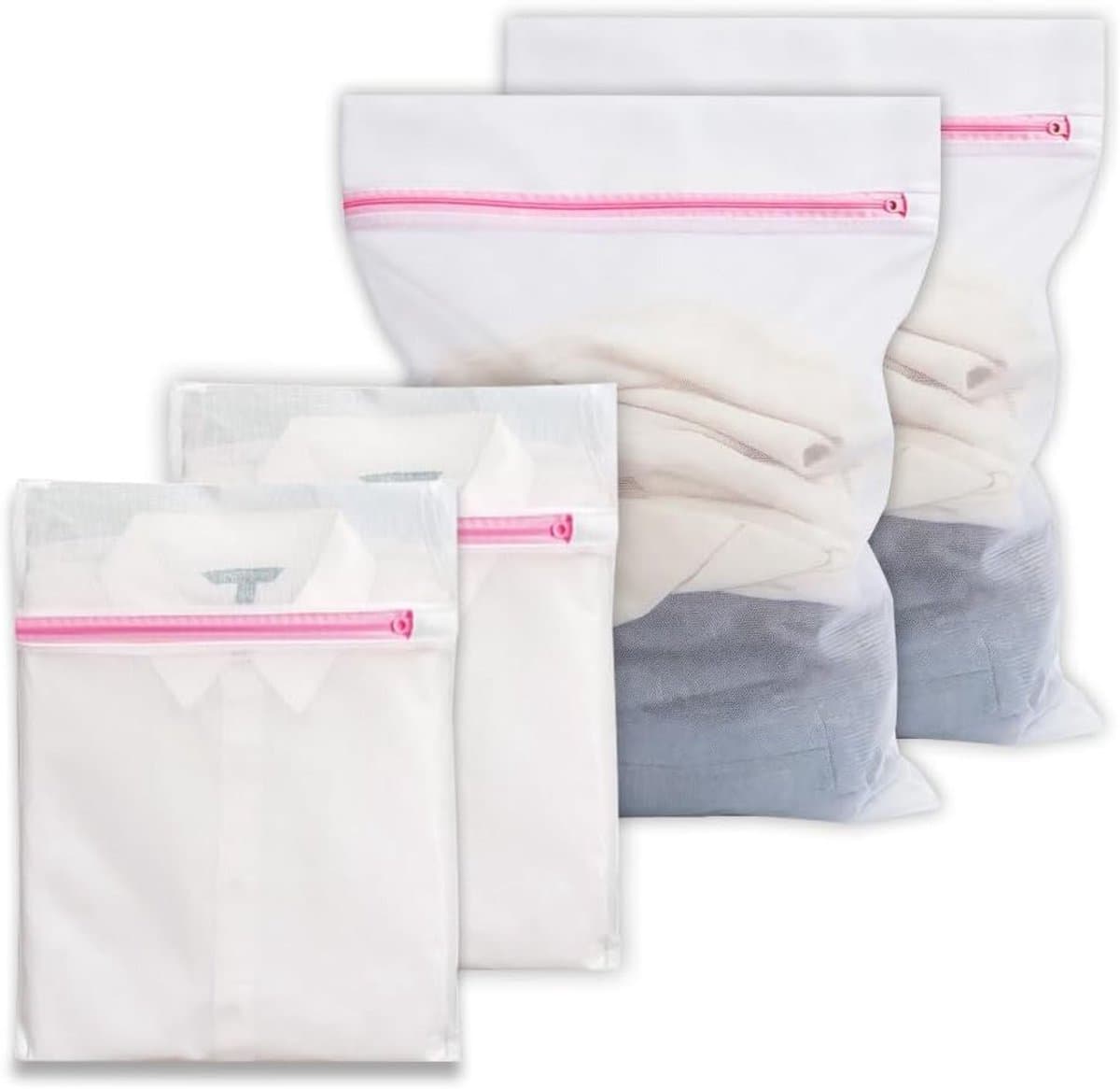 Set van 4 Herbruikbare Waszakken met Rits voor Delicate Kleding, Ondergoed en Reisorganizer - 23×30 cm en 30×40 cm — afbeelding 1