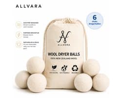 Allvara® Drogerballen - 100% Schapenwol - Herbruikbaar - Verkort Droogtijd & Bespaart Energie - 6 stuks inclusief opbergzak — afbeelding 1