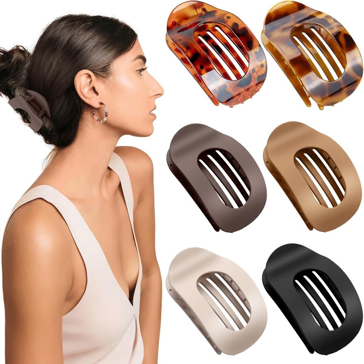 Haarklemmen set - Grote haarspelden - Dagelijks gebruik - Antislip eendensnavel - 6 stuks - Trendy kleuren — afbeelding 1