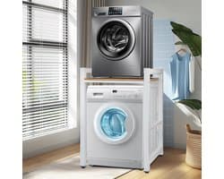 Wasmachine Stapelrek - Droger Organizer - Ruimte Besparen - Verstelbare Hoogte - 105 cm Hoog - Wit