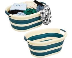 5Five Wasmand - 2x - 21L - blauw - PP - opvouwbaar - 39 x 39 x 53 cm - flexibel