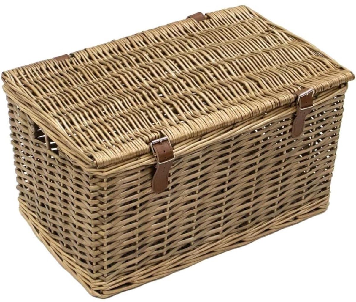 White-Label® Rieten Wasmand met Deksel - 31x49x27 — afbeelding 1