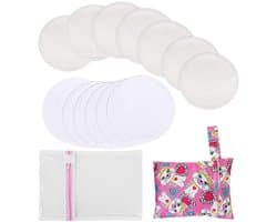 Dailygoody - Wasbare Borstkussens - Herbruikbare Biologische Bamboe Pads - Inclusief Waszak - Geschikt voor Borstvoeding Moeders - Formaat 3,9 inch