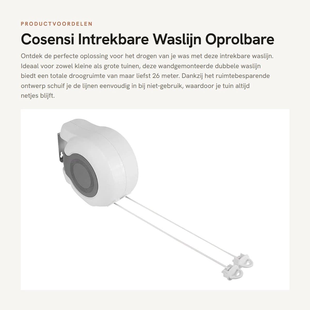 Dailygoods- Waslijn Uittrekbaar - Wanddroogrek - 2x 13 Meter - Duurzaam - Ruimtebesparend - Eenvoudig te Installeren - Drooglijn — afbeelding 1