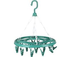 Urban Living Wasgoed droogcarrousel/droogmolen - 18 clips/knijpers - groen - kunststof - 32 cm — afbeelding 1