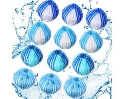 12 Stuks Haarverwijderaar Bollen voor Wasmachine & Droger | Herbruikbare Hond Kat Haarvangers - Blauwe Set – Effectief Pluizen & Haren Verwijderen