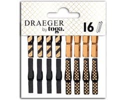 Wasknijpers Set - Kledingklemmen - Kleding Droge - Stevig Ontwerp - 3cm Lengte - Zwart Goud