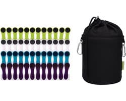 48 Softgrip Wasknijpers met Sterke Veren - Inclusief Canvas Opbergzak