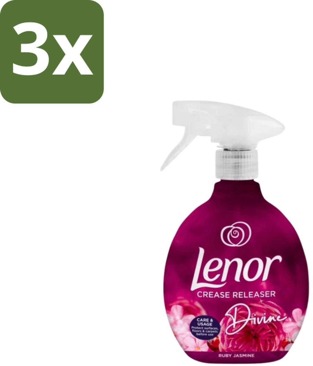 Lenor – Crease Releaser Spray – Divine Ruby Jasmine – Kreukverwijderaar & Textielverfrisser – 500 ml - Bulkverpakking - 3 stuks — afbeelding 1