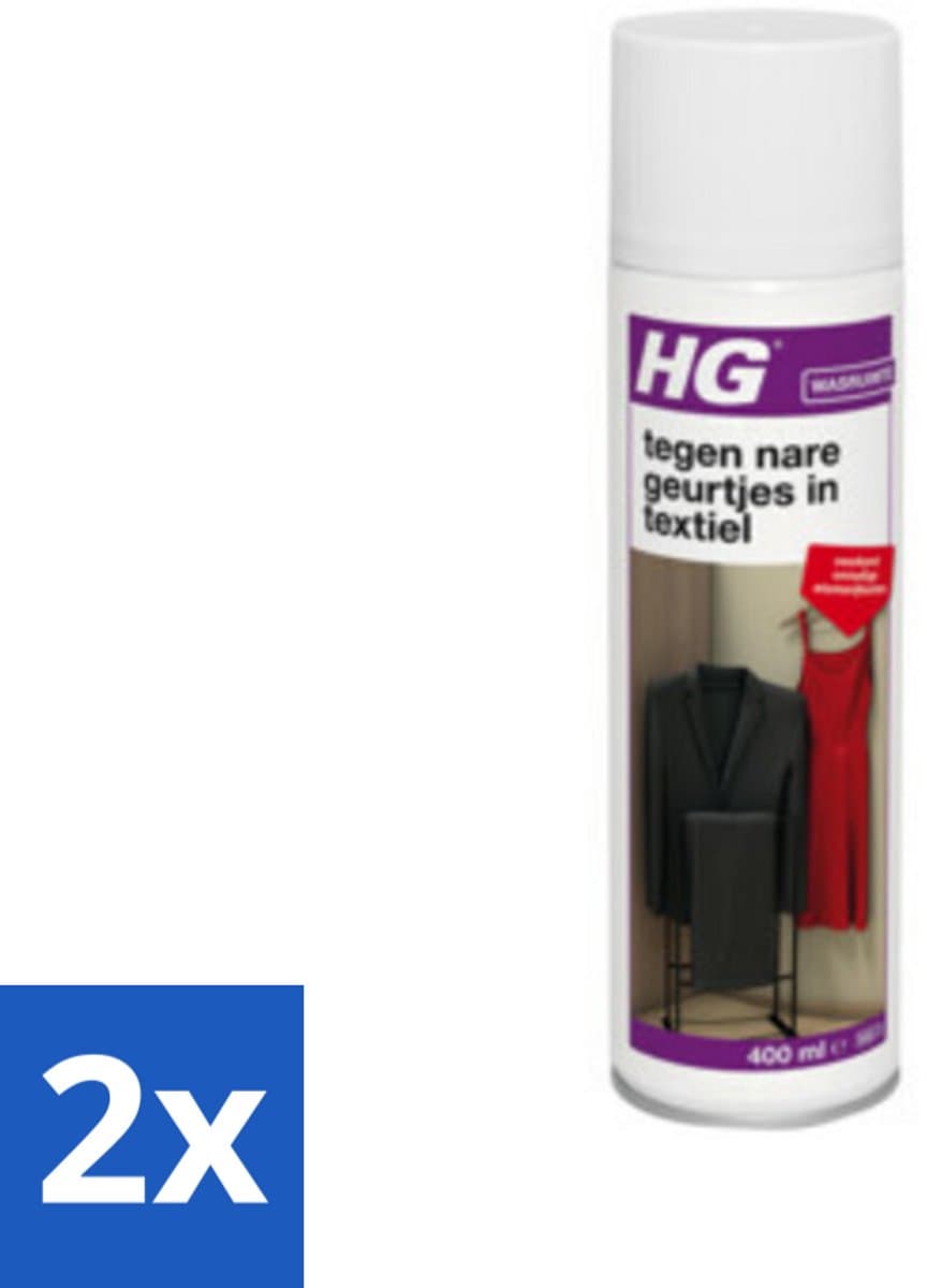 2 x HG Tegen Nare Geurtjes In Textiel 400 ml - Geurverwijderaar - Textielreiniger - Kledingverfrisher - Geurneutralisator - Wasruimte — afbeelding 1