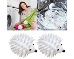 2 stuks Washing Laundry Ball,Cartoon Hedgehog Washing Balls Reusable Washing Ball Washing Machine Hair Grippers,wit