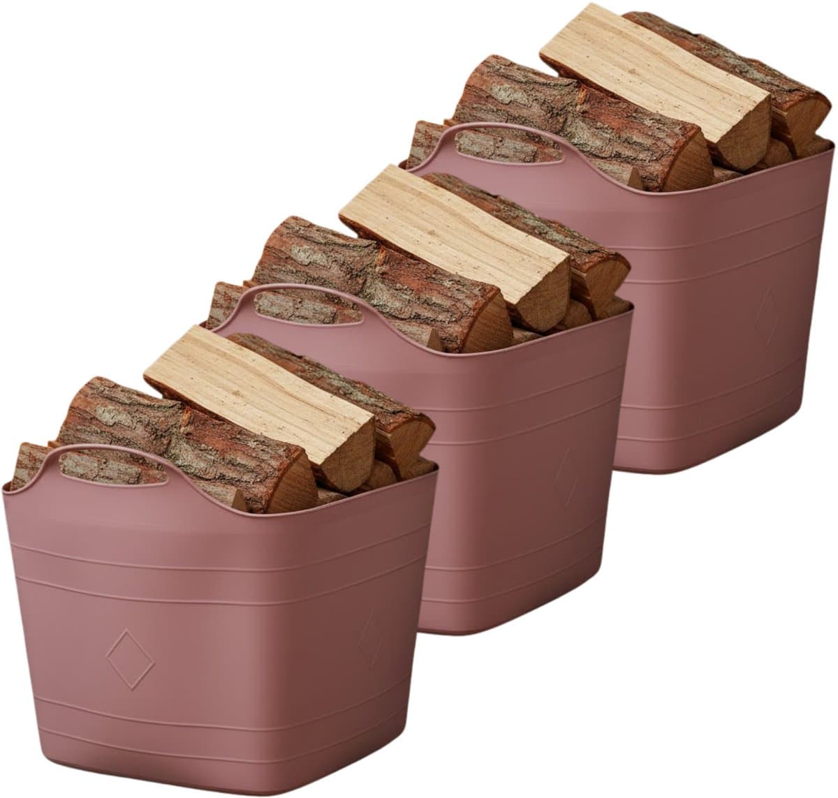 Excellent houseware flexibele kuip / emmer - 3x - roze - 25 l - kunststof - 40 x 35 cm - met handvatten — afbeelding 1