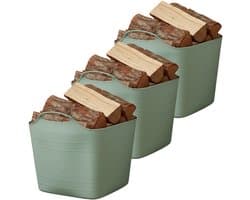 Excellent houseware flexibele kuip / emmer - 3x - groen - 25 l - kunststof - 40 x 35 cm - met handvatten