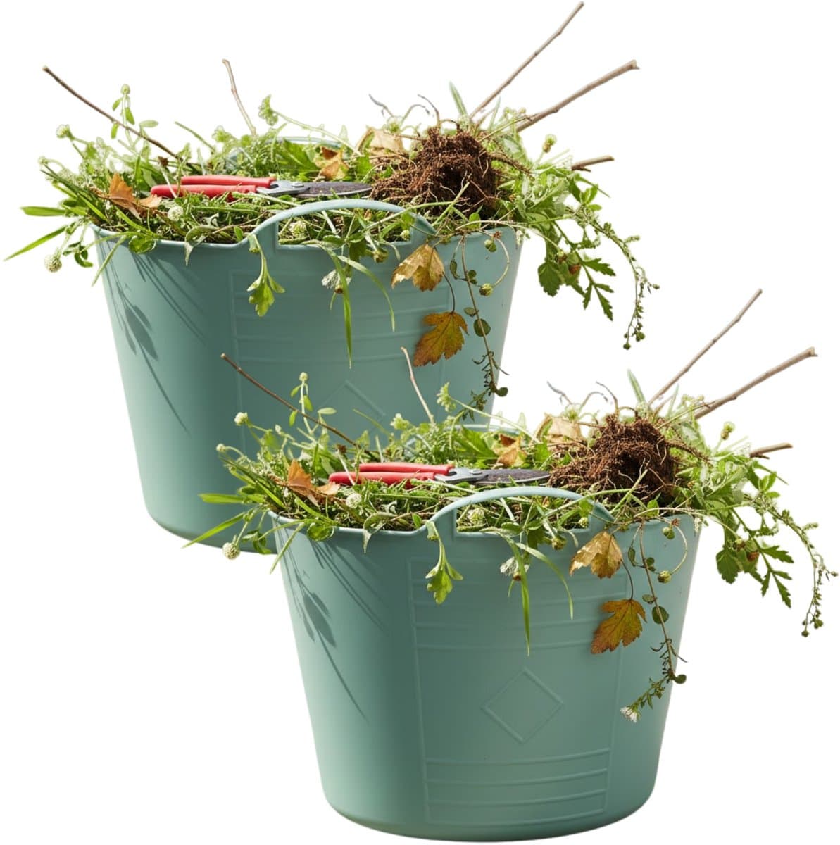 Excellent housewares Flexibele kuip / emmer - 2x - groen - 15 liter - kunststof - 35 x 28 cm - met handvatten — afbeelding 1
