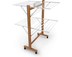Droogrek Zwanen - Kledingrek - Ruimtebesparend - 20 Meter Waslijn - 78x68x100cm - Kersen
