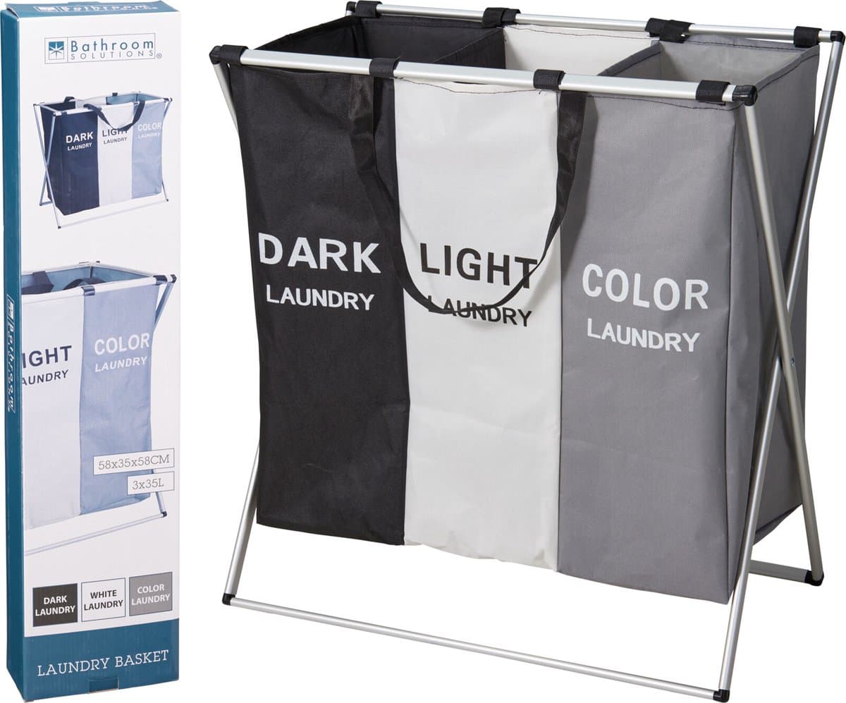 Bathroom solutions-wasmand-3 vakken-polyester-inklapbaar — afbeelding 1