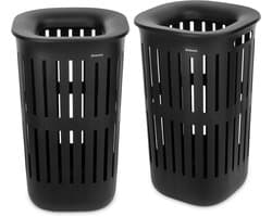 Brabantia Collect-It Wasmand - set van 2 - met Deksel - 55 l - Black