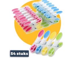 Pasper Wasknijpers - 54 stuks - kunststof wasknijper kleurijk - soft grip — afbeelding 1