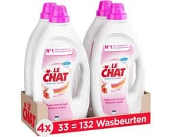 Le Chat Gel Sensitive Color - Vloeibaar Wasmiddel - Geschikt Voor Gekleurde Was - Frisse Geur - Marseille Zeep - Voordeelverpakking - 4 x 33 Wasbeurten