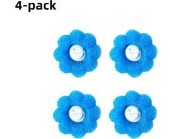 4-Pack Wasmachine Ontharingscrème - Geschikt voor het Absorberen en Verwijderen van Kattenhaar - Herbruikbare Drum Magic Wasballen - Blauw